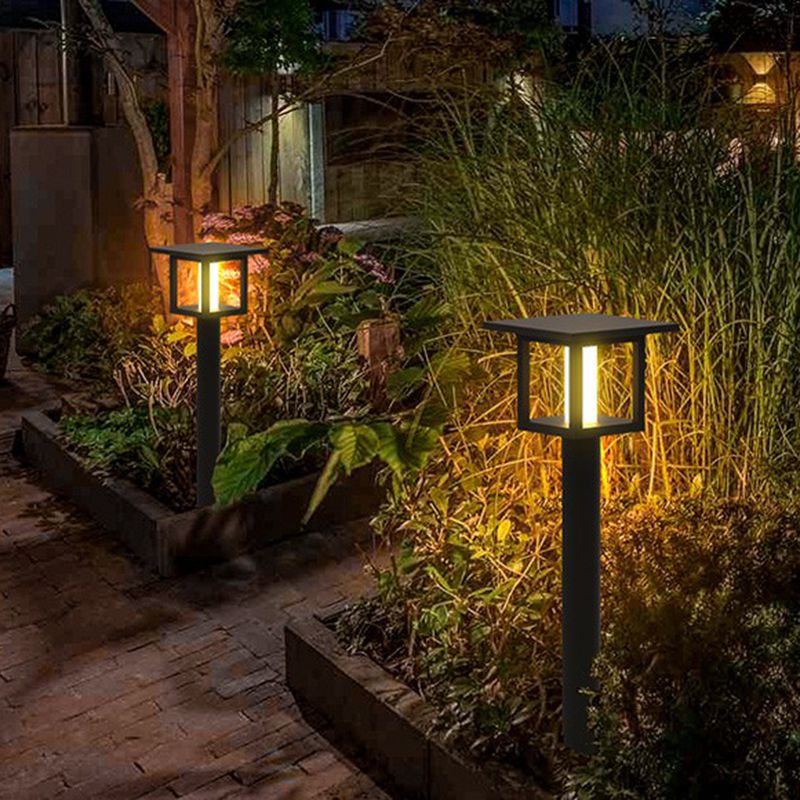 Ray Modern Metal Lantern Shaped Solar Outdoor Bollard Light - Lamp Outdoor