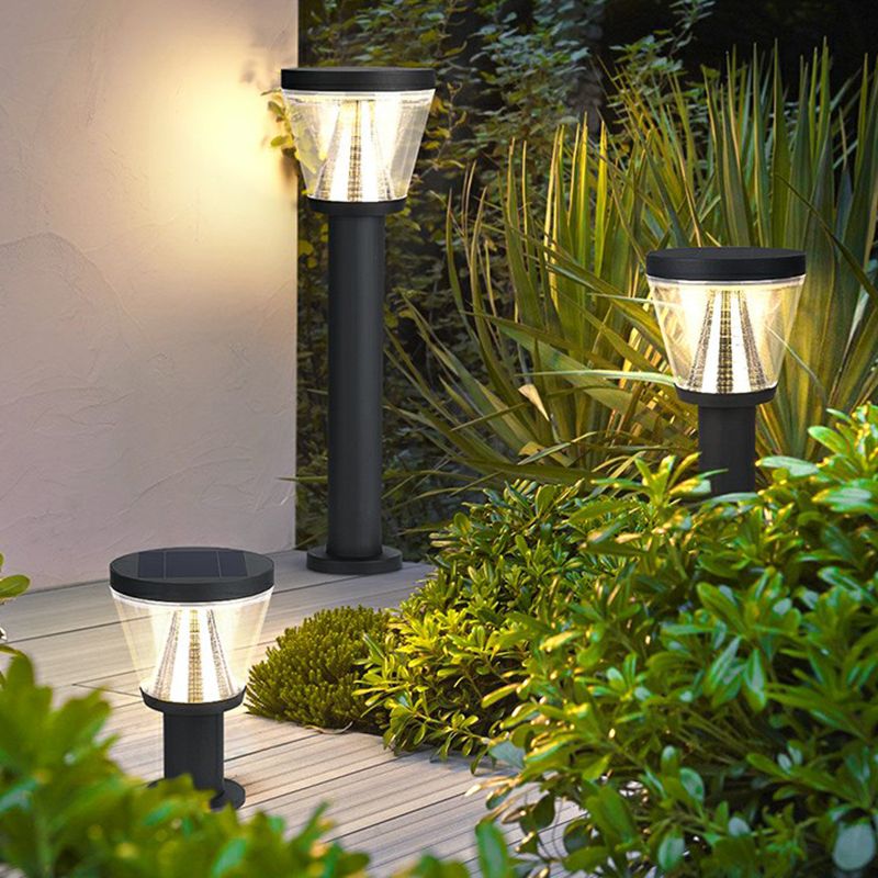 Ray Modern Metal Cone Shade Solar Outdoor Bollard Light - Lamp Outdoor