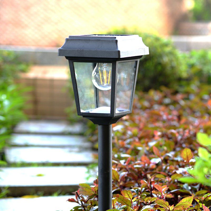Ray Vintage Metal Lantern Shaped Solar Outdoor Bollard Light - Lamp Outdoor