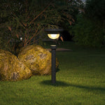 Ray Modern Metal Bowl-Shaped Solar Outdoor Bollard Light, Dark Gray - Lamp Outdoor