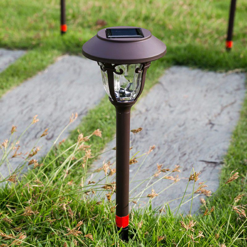 Ray Modern Metal Bowl Shaped Solar Outdoor Bollard Light, Coffee - Lamp Outdoor