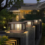 Ray Modern Rectangular Metal Outdoor Solar Lamp Brass Bronze - Letslighting
