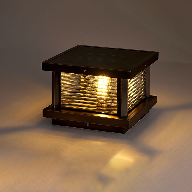 Ray Modern Rectangular Metal Outdoor Solar Lamp Brass Bronze - Letslighting