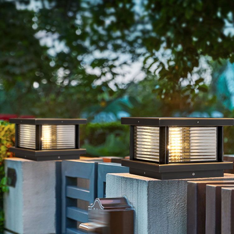 Ray Modern Rectangular Metal Outdoor Solar Lamp Brass Bronze - Letslighting