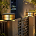 Round Creative Waterproof LED Black Modern Solar Fence Post Lights - Dazuma