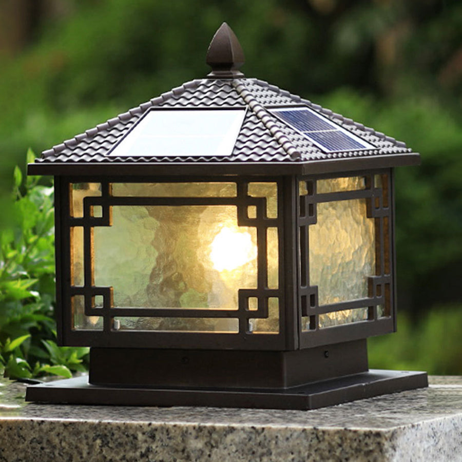 Contemporary square outdoor light with sleek black frame and efficient LED illumination