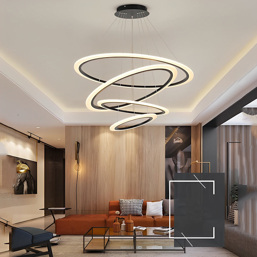 4-ring Geometric LED Modern Chandelier Pendant Light Hanging Lamp Island Lights - Lamp Outdoor