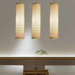 30'' Thin Cluster Cylinder Farmhouse Pendant Light Bamboo Pendant Lights - Lamp Outdoor
