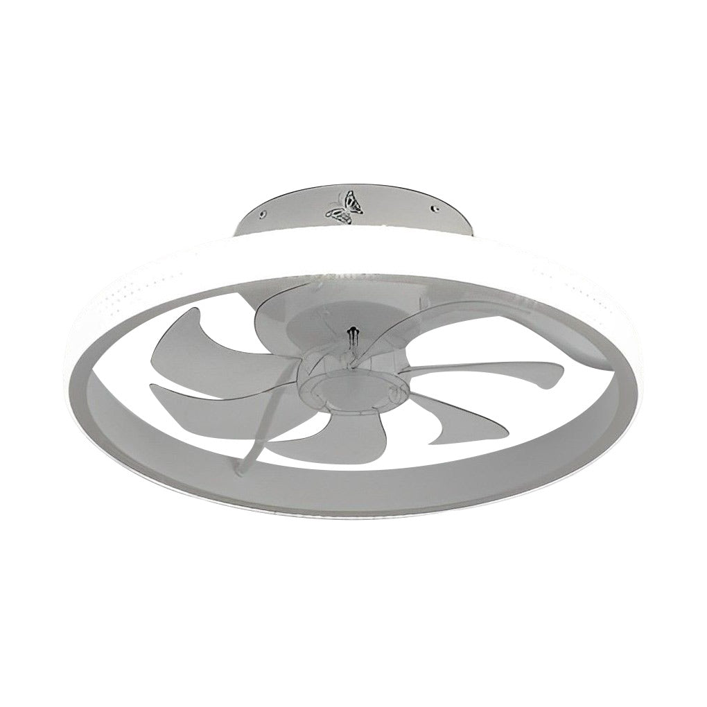 Round Inverter Mute LED Dimmable Modern Bladeless Ceiling Fans with Remote - Lamp Outdoor