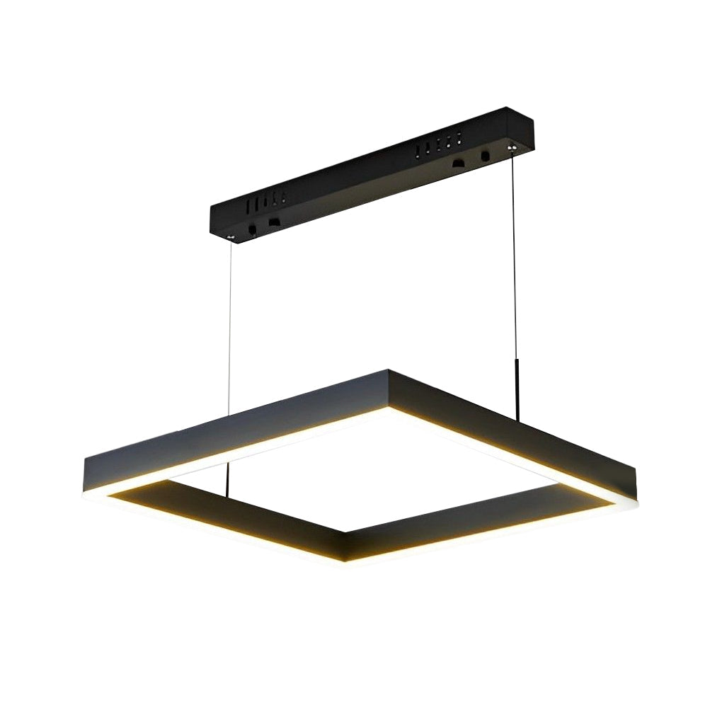 3 Layers Square Stepless Dimming LED Black Modern Chandelier with Remote Control - Lamp Outdoor