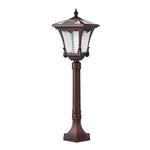Ornate Top Vintage Solar LED Lawn Lamp in Elegant Coffee Gold Finish - Lamp Outdoor