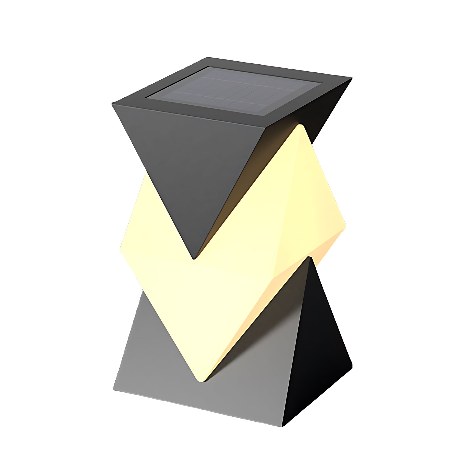 Contemporary chevron-shaped pillar light with bold geometric form and integrated LED lighting