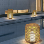 Ritta Vintage Lantern Rattan Floor Lamp, Hardwired/Solar, - Lamp Outdoor