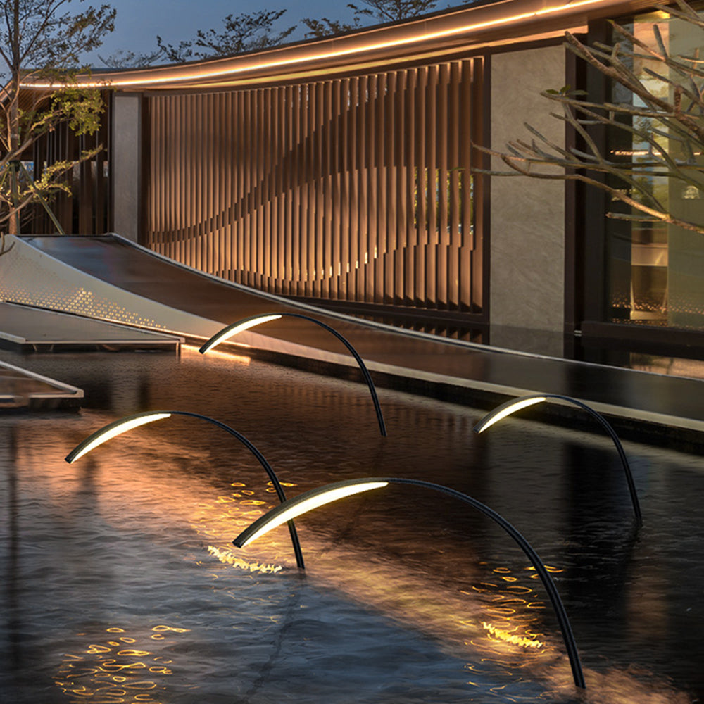 Ray Minimalist Arc Acrylic Metal Ground Lamp Pool - Lamp Outdoor