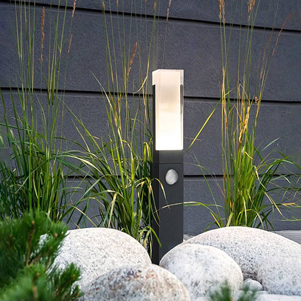 Ray Modern Metal Rectangular Outdoor Path Light With Sensor - Lamp Outdoor