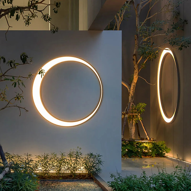 Aria Modern Art Ring LED Outdoor Wall Lamp Metal Garden Corridor Balcony - Letslighting