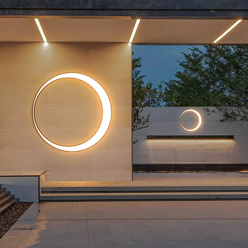 Aria Modern Art Ring LED Outdoor Wall Lamp Metal Garden Corridor Balcony - Letslighting