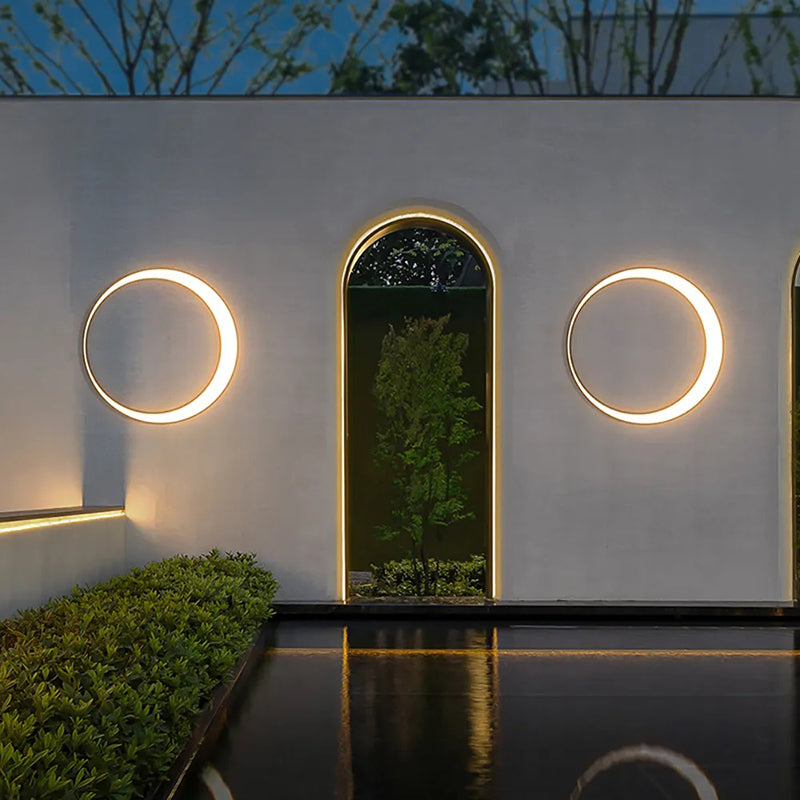 Aria Modern Art Ring LED Outdoor Wall Lamp Metal Garden Corridor Balcony - Letslighting