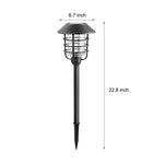 22.8-inch Solar Pathway Lights with Hat Top and Wire-Circled Lampshade - Lamp Outdoor