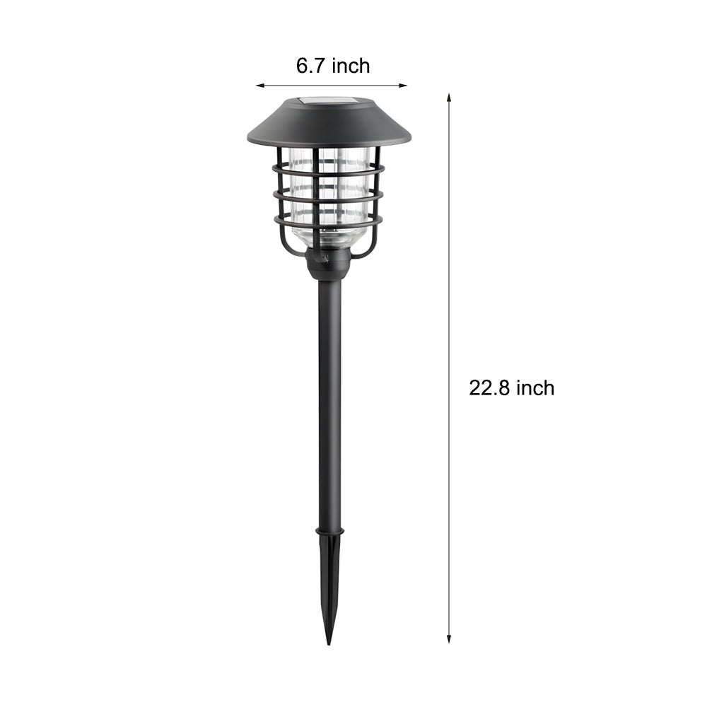 22.8-inch Solar Pathway Lights with Hat Top and Wire-Circled Lampshade - Lamp Outdoor