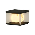 Modern solar cube light with frosted glass panels and black frame design