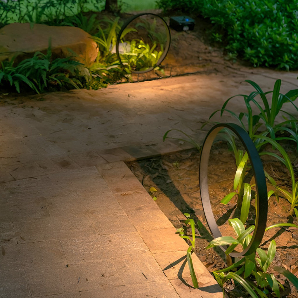 Elegant Circular COB Pathway Light Modern Black Ring Design