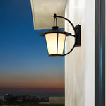 1-Light 13 In. Vintage White Opal Frosted Glass Black Outdoor Wall Light - Lamp Outdoor