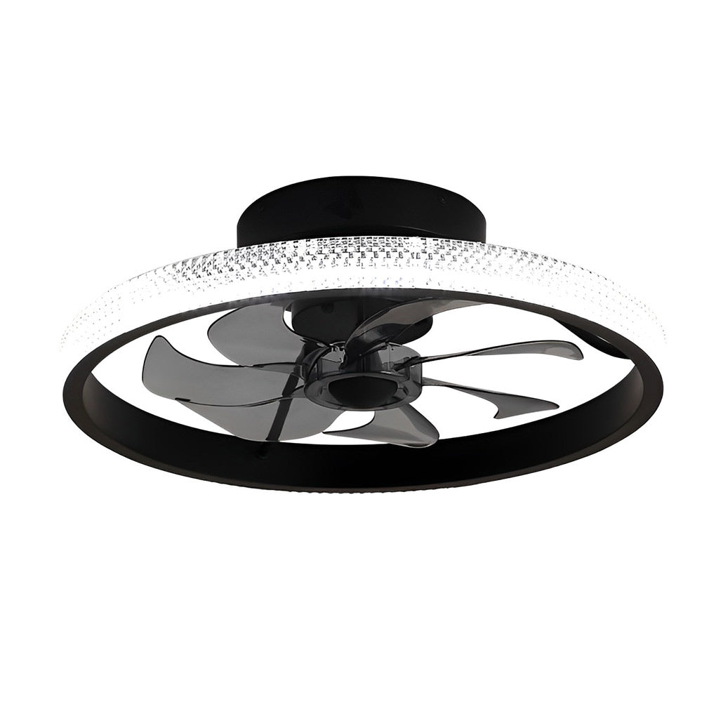 Round Inverter Mute LED Dimmable Modern Bladeless Ceiling Fans with Remote - Lamp Outdoor