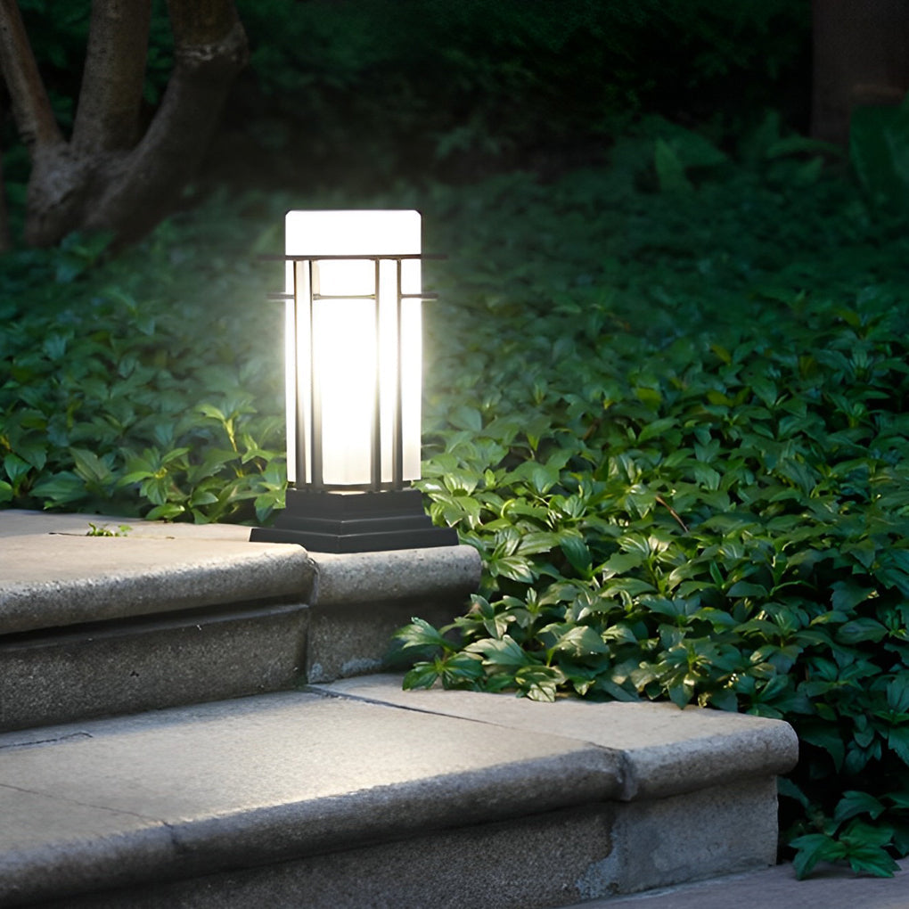 Black Retro Aluminum Path Lights with Frosted Glass Outdoor Waterproof Landscape Lighting