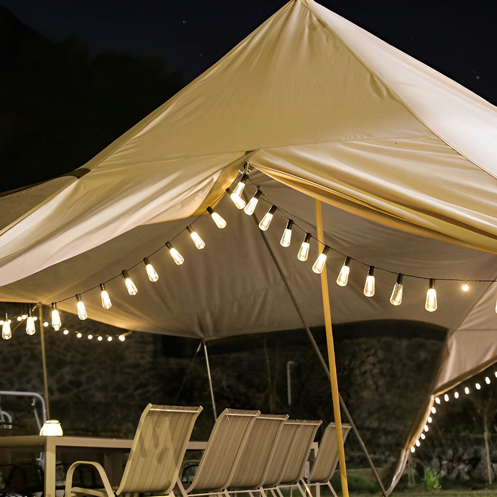 Retro 40 Lights Long Bulb USB Rechargeable LED Solar String Lights Outdoor - Dazuma