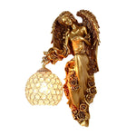 Resin Antique Angel Creative Glass Crystal European Style Wall Lamp - Lamp Outdoor