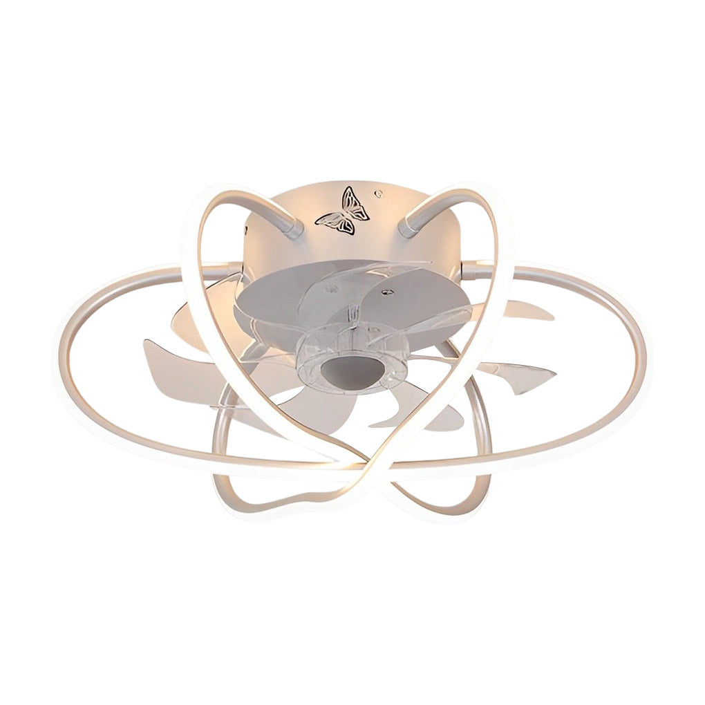 Round Flower Cage LED Dimmable with Remote Bladeless Ceiling Fans Lamp - Lamp Outdoor