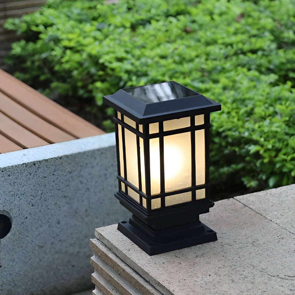 Outdoor Waterproof 3 Step Dimming Black Modern Solar Fence Post Lights - Dazuma