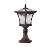 Ornate Top Vintage Solar LED Lawn Lamp in Elegant Coffee Gold Finish - Lamp Outdoor