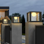 Square Crystal Glass Ball LED Waterproof Solar Lights Fence Post Lamp - Dazuma