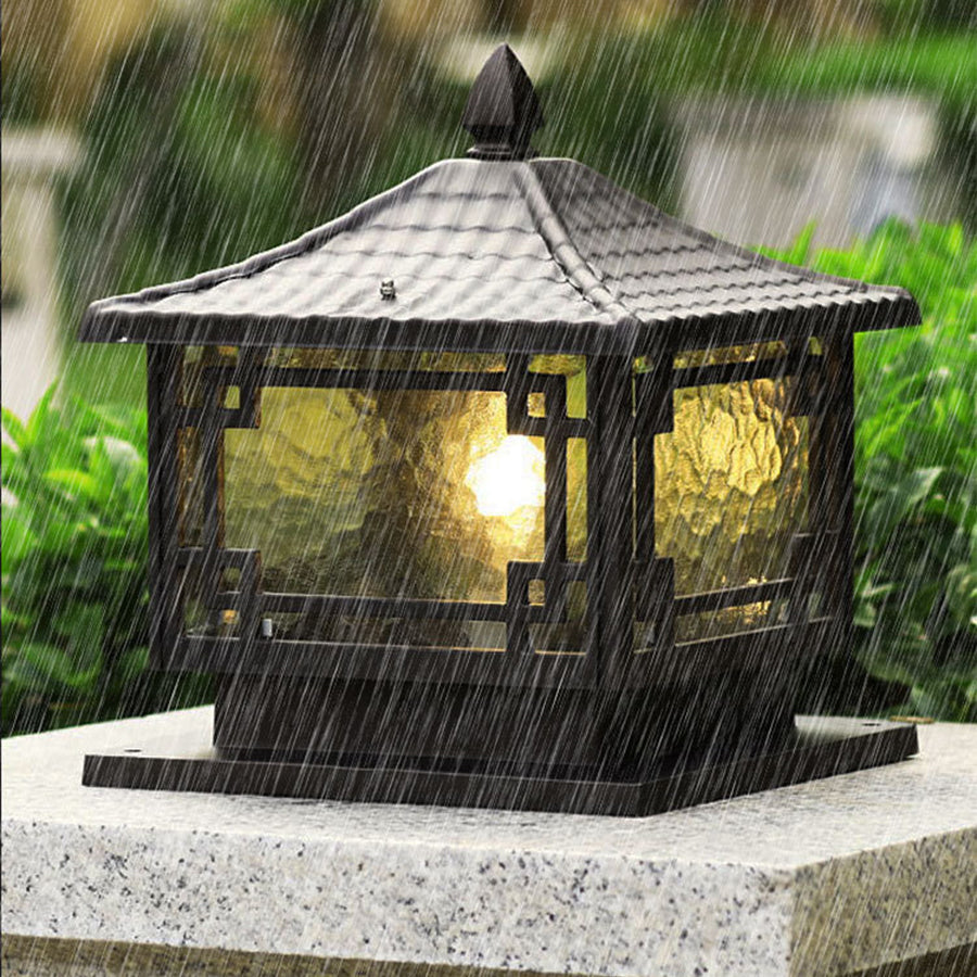 Contemporary square outdoor light with sleek black frame and efficient LED illumination