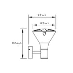 Industrial-style black cylindrical outdoor light fixture with robust weather-resistant construction