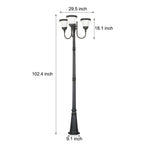 3-Light Black Finish Traditional Outdoor Street Lights with Post Top - Lamp Outdoor