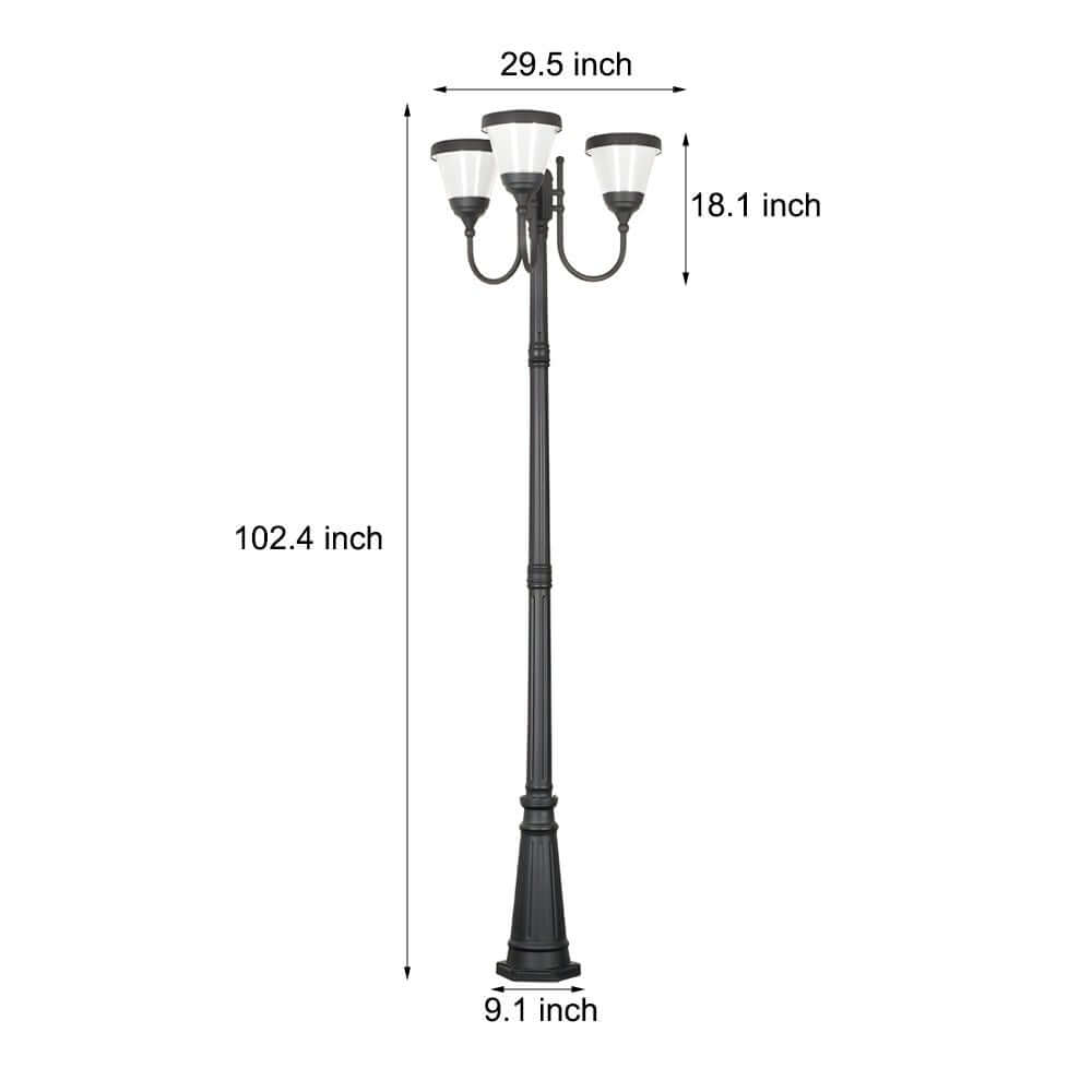 3-Light Black Finish Traditional Outdoor Street Lights with Post Top - Lamp Outdoor