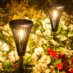 Round Waterproof LED Intelligent Light Control Black Solar Pathway Lights - Dazuma