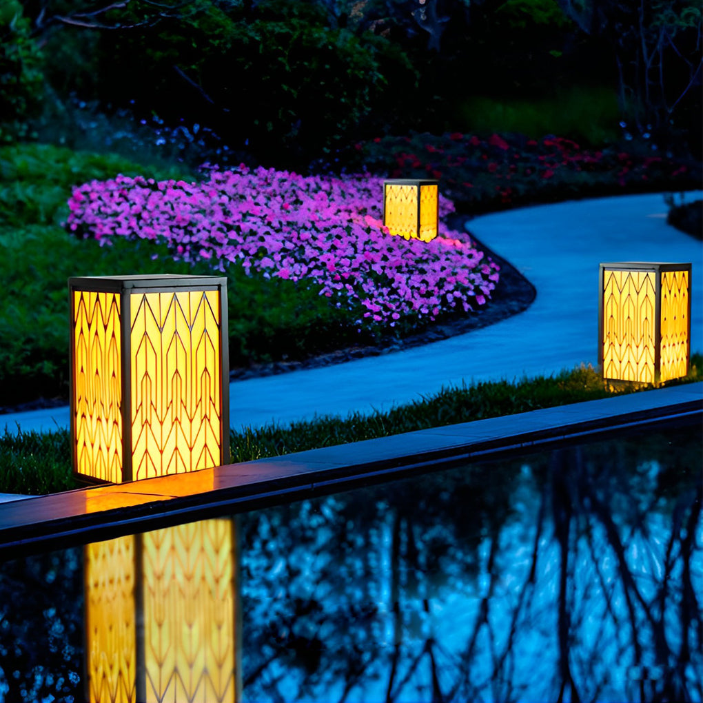 Vintage Waterproof LED Lawn Light Patterned Lampshade, Outdoor Landscape Bollard Lights - Lamp Outdoor