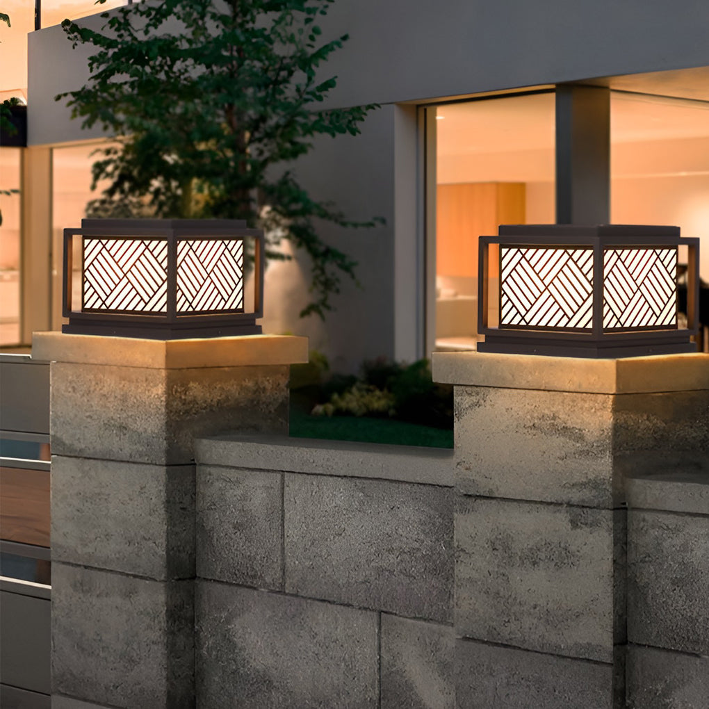 Square Waterproof LED Modern Outdoor Solar Post Caps Lights Pillar Light - Dazuma