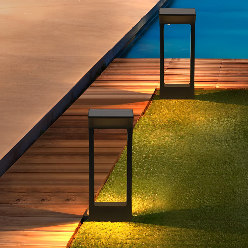 Door Shape Minimalist Waterproof LED Black Modern Solar Pathway Lights - Dazuma