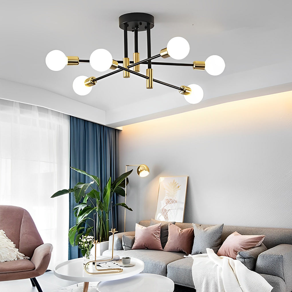 6-light LED Sputnik Design Nordic Semi-Flush Mount Lighting Chandelier - Lamp Outdoor