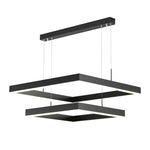 3 Layers Square Stepless Dimming LED Black Modern Chandelier with Remote Control - Lamp Outdoor