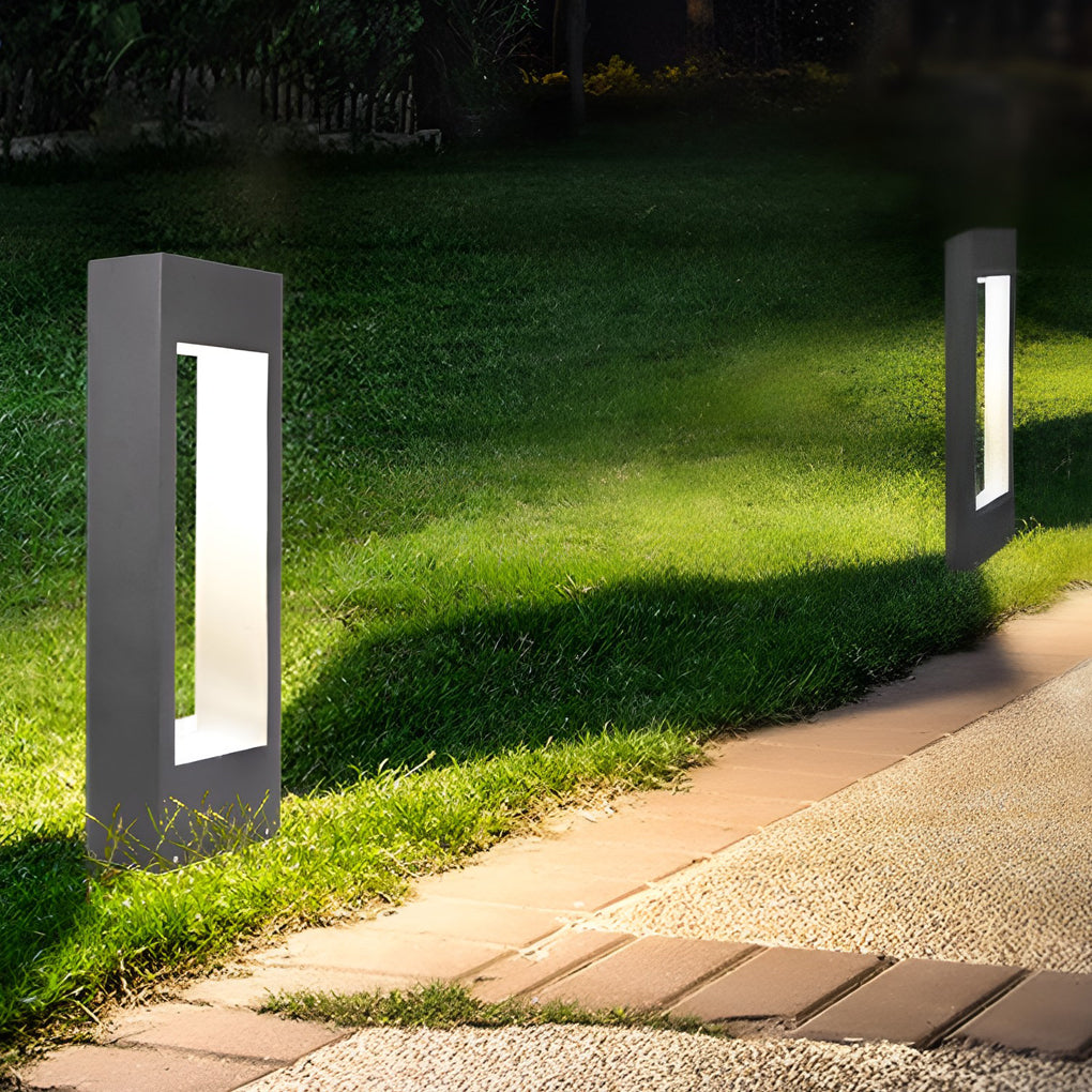 Rectangular Frame Slim LED Lawn Light Sleek and Durable Outdoor Illumination