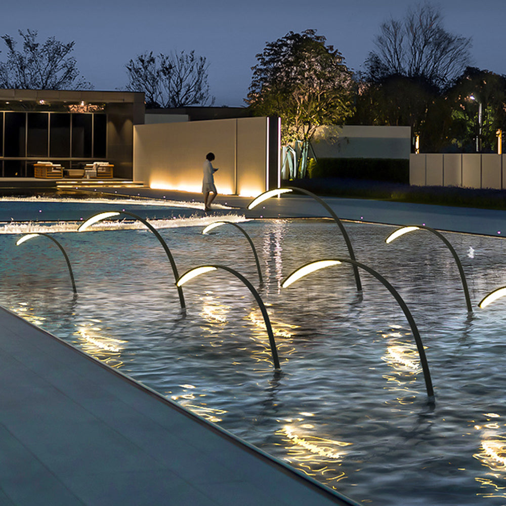 Ray Minimalist Arc Acrylic Metal Ground Lamp Pool - Lamp Outdoor