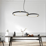 Circular Combination Creative Art Metal Black Post-Modern Chandelier - Lamp Outdoor