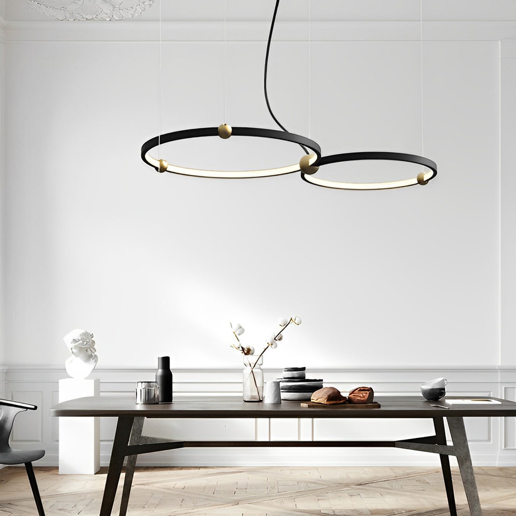 Circular Combination Creative Art Metal Black Post-Modern Chandelier - Lamp Outdoor