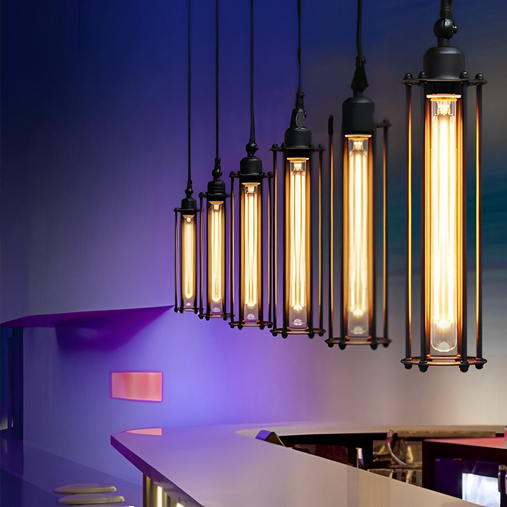 Retro Iron Energy-saving LED Black Industrial Style Pendant Light Fixture - Lamp Outdoor